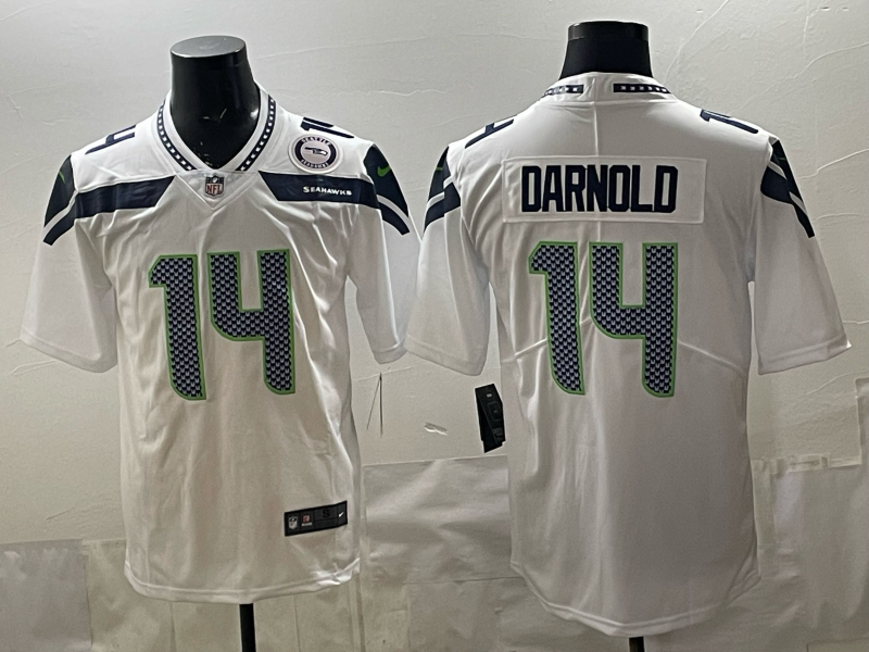 Men 2026 Seattle Seahawks #14 Darnold White Nike Limited NFL Jersey 004